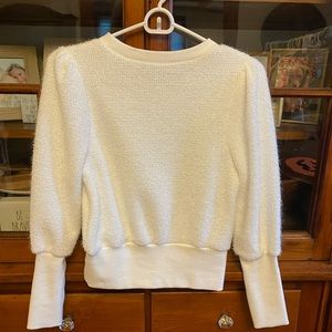 Halogen Girls big puff sleeve White Sweater